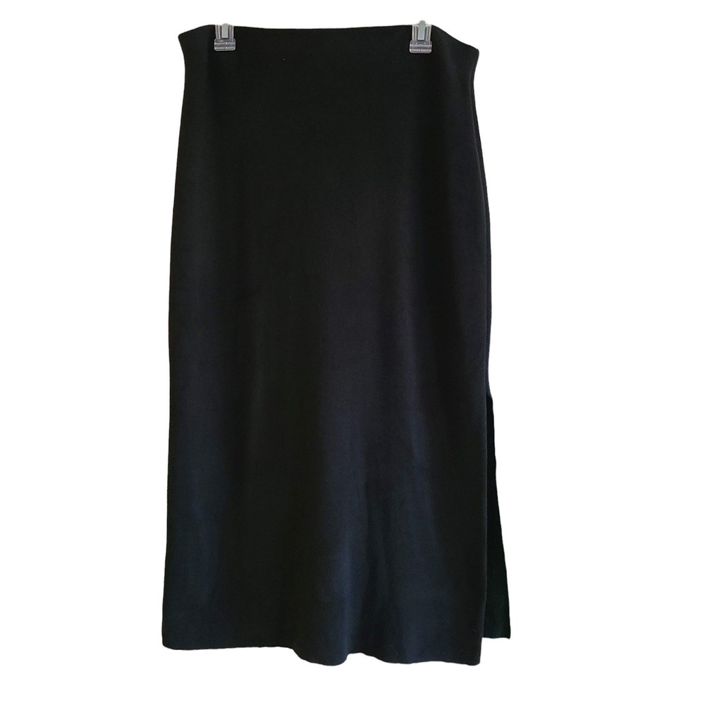 HOUSE OF HARLOW 1960 Black Knit MIdi Side Slit Pull On Pencil Skirt Women's XL